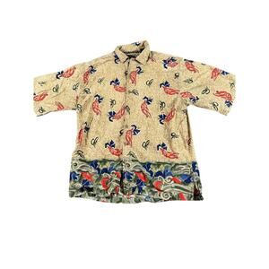 Ying Yang Men's Shirt Large Floral Print Asian Style Cotton Nepal Excellent